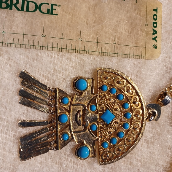 Pre-Columbian replica gold and turquoise necklace - Picture 4 of 4